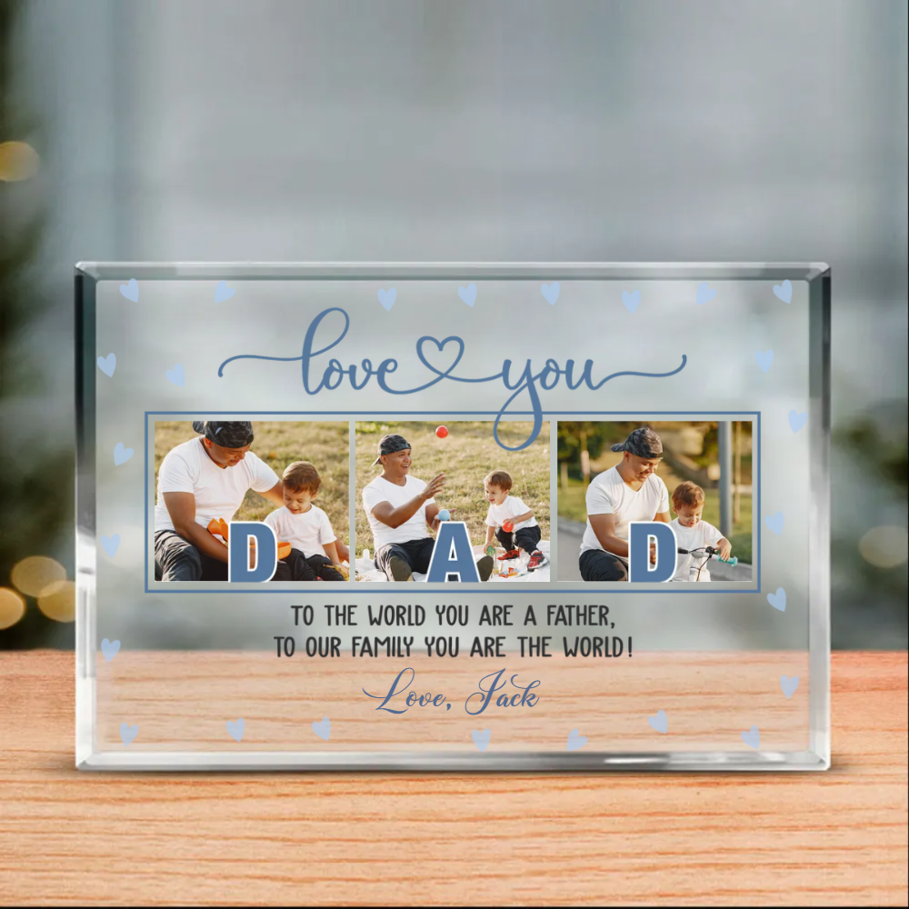 Love You Dad Custom Picture Acrylic Block, Dad Fathers Day Gifts From Kids, Personalized Photo Gift For Dad, Photo Plaque For Dad