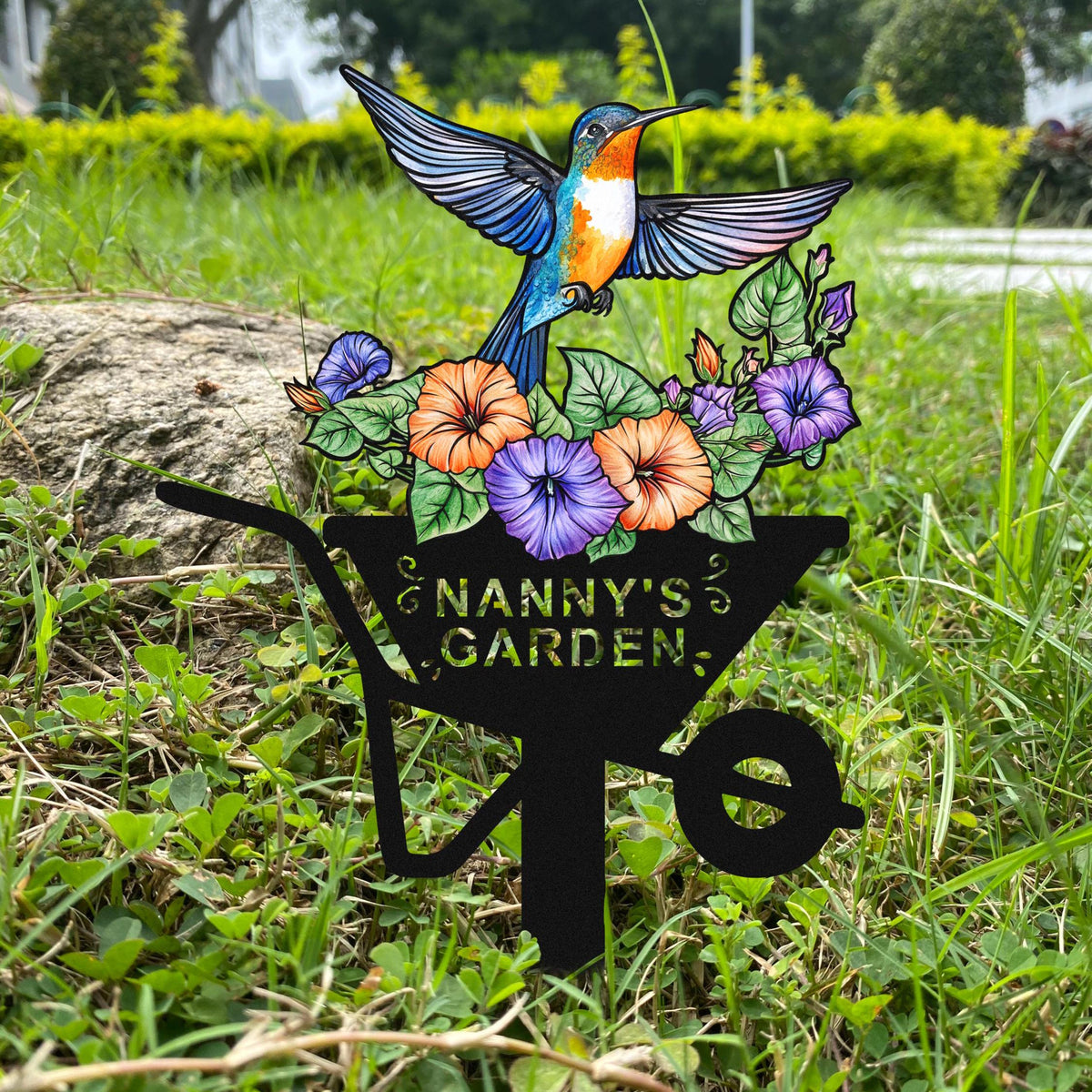 Custom Hummingbird Garden Stake, Personalised Bird Garden Name Sign, Hummingbird Garden Decor, Gardener Gift, Grandma Nana Gift,Mother's Day