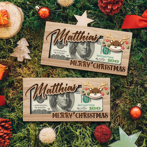 Custom Money Holder Christmas, Reindeer, Money Card, Gift For Kid, Christmas Gift For Family, Cute Money Holder, Unique Gift