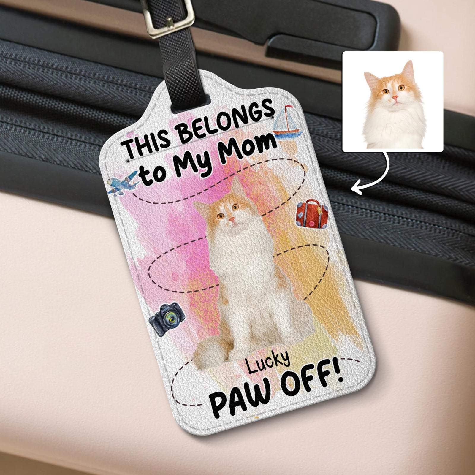 Custom Pet Luggage Tag - Personalized Pet ID Tag for Travel, Travel Gift for Dog Cat Lovers