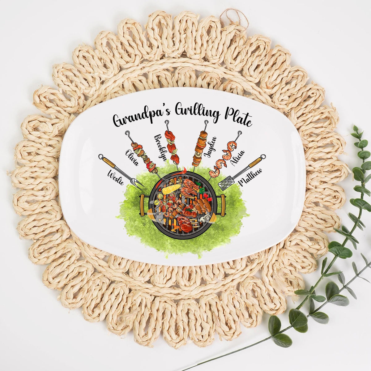 Custom Grandpa Grilling Platter, Grilling Plate Papa With Kids Names, BBQ Platter Papas Gift, Papa Gift, Gift from Grandkids