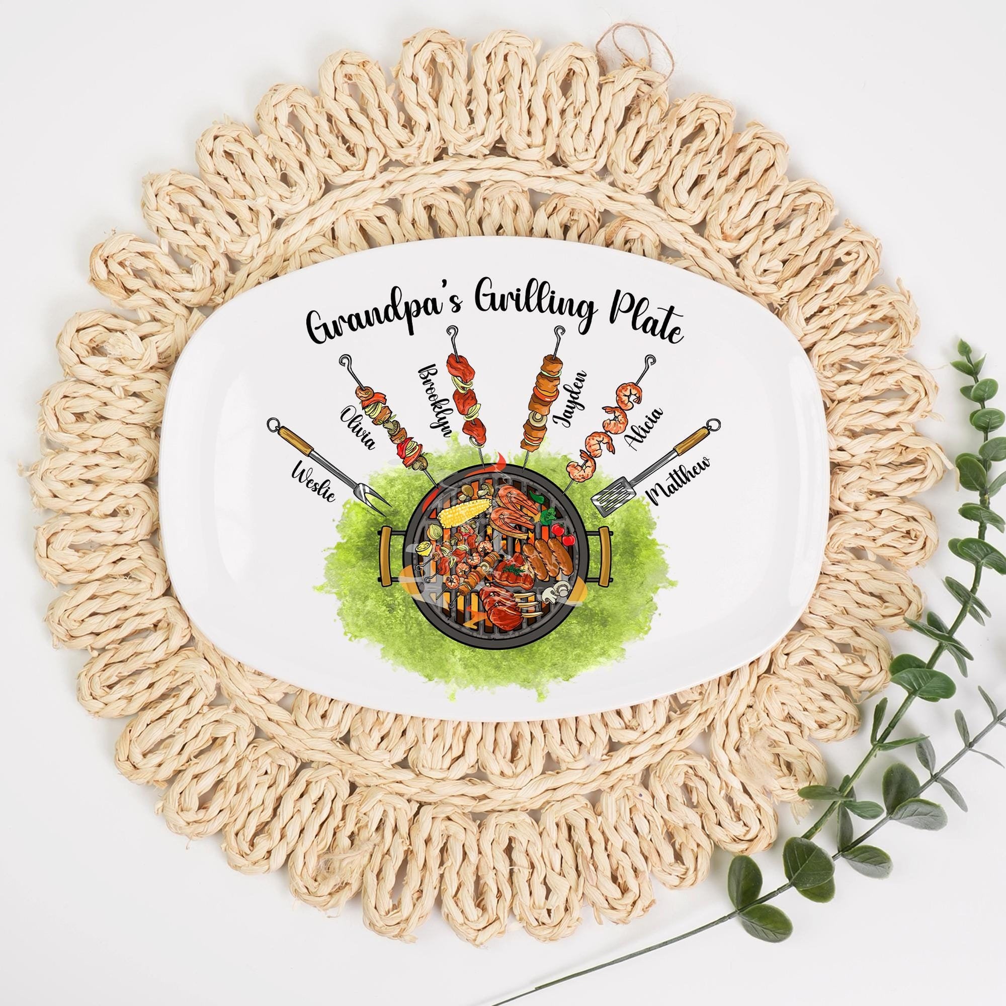 Custom Grandpa Grilling Platter, Grilling Plate Papa With Kids Names, BBQ Platter Papas Gift, Papa Gift, Gift from Grandkids