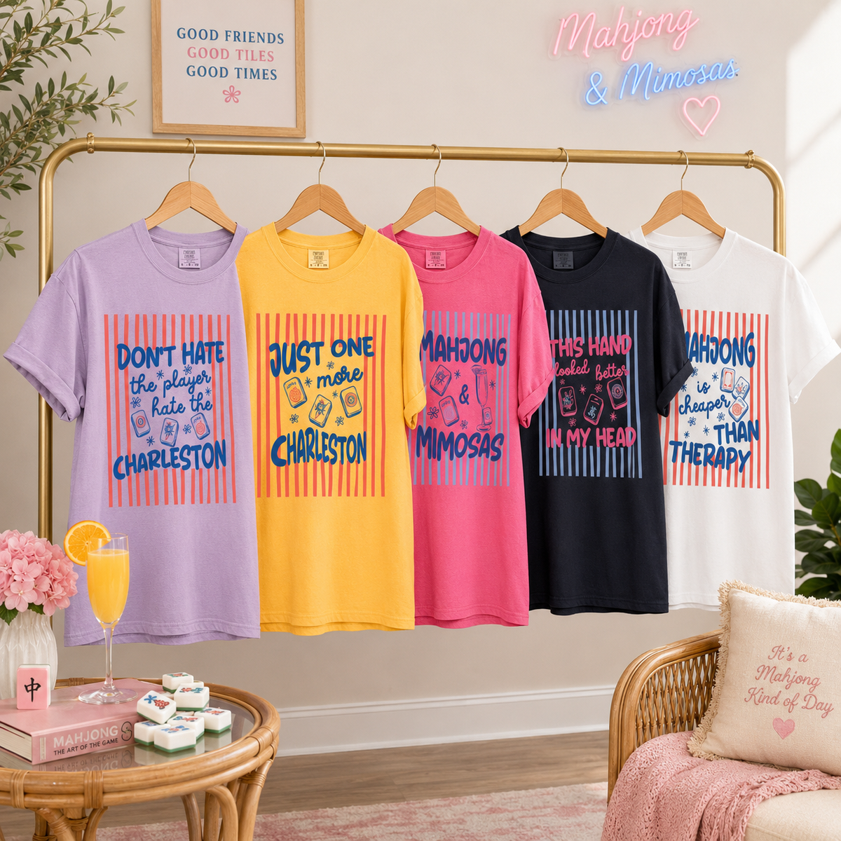 Personalized Mahjong Shirt, Funny Mah jong Player Tee, Custom Striped Mahj Saying, Girls Game Night Gift, Mahjong Hostess Gift