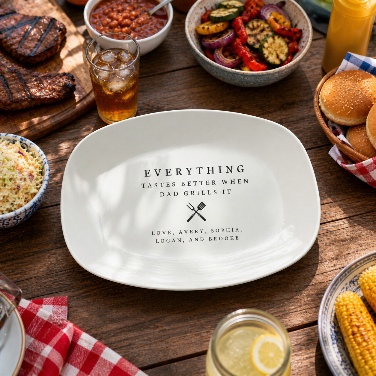 Custom Dad Grill Plate Daddy Grilling Platter Gift Personalized BBQ Tray for Him Dads Grilling Plate Birthday Father's Day Gifts from Kids