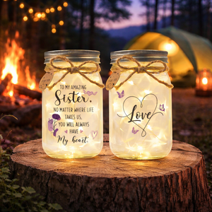 Sister Gift, Heartfelt Mason Jar Night Light with Fairy Lights, Gift For Sisters, Besties, Siblings