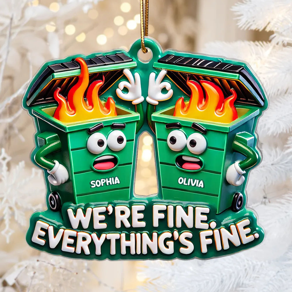 Work Bestie Dumpster Fire - Personalized Acrylic Ornament - Christmas Gift For Colleague