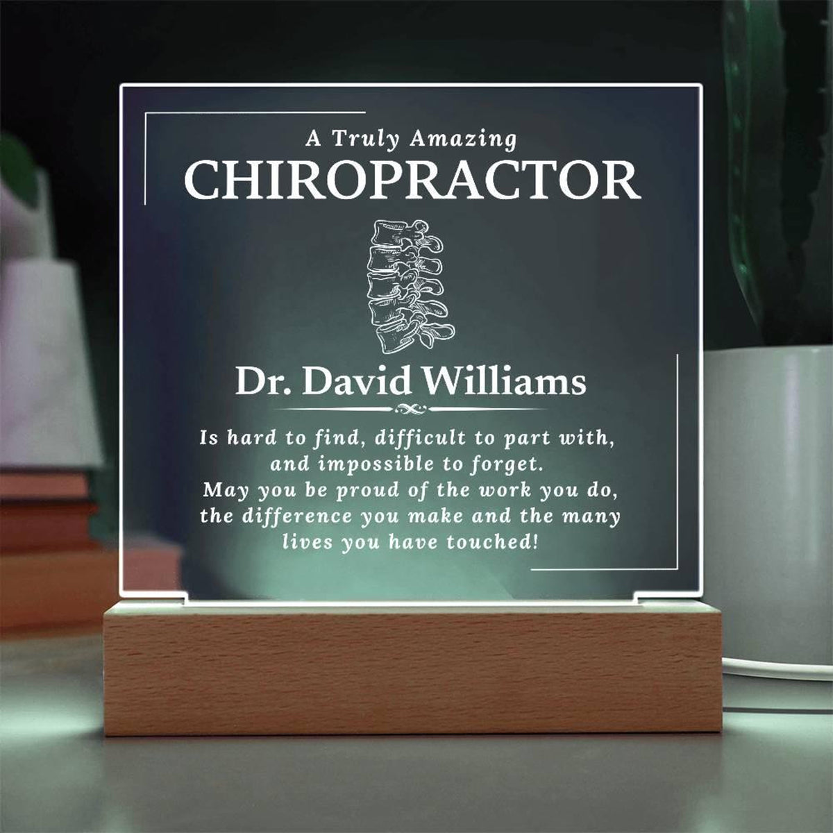 Gift for a Chiropractor - Personalized Acrylic Plaque, Coworker Gift, Gift for Family Chiropractor, Dr Thank You, Retirement Gift