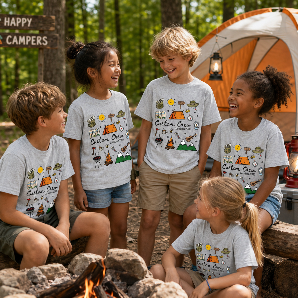 Custom Camping Crew 2026 Shirt, Matching Cousin Crew Camp T-shirt, Kids Summer Camp Shirt, Camper Sweatshirt, Camp Birthday Boy Sweater