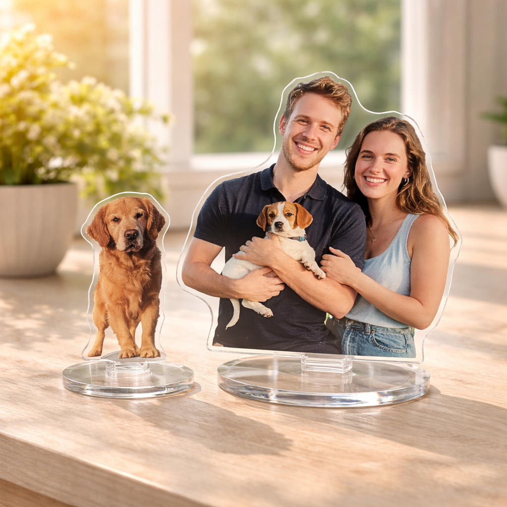 Custom Photo Acrylic Rotating Standee, Anniversary Gift for Him&Her, Photo Sculptures, Portrait Gift For Family