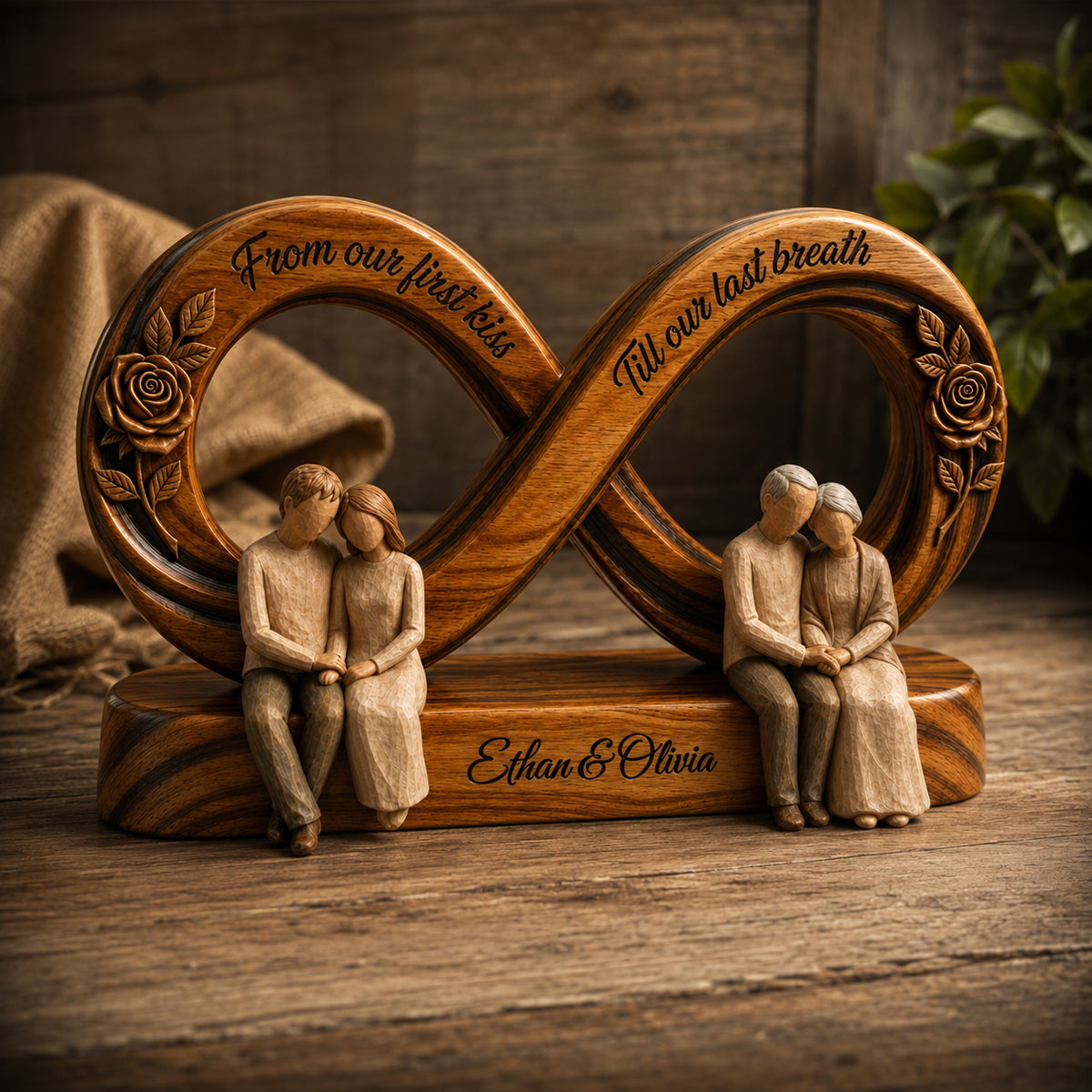 From Our First Kiss Till Our Last Breath - Personalized Wooden Plaque