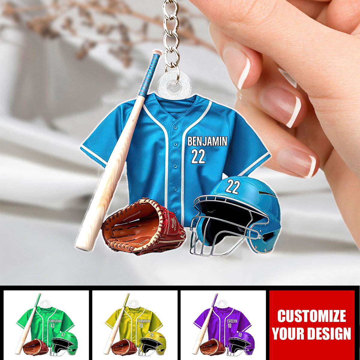 Baseball Jersey - Personalized Acrylic Keychain - Gift For Baseball Player