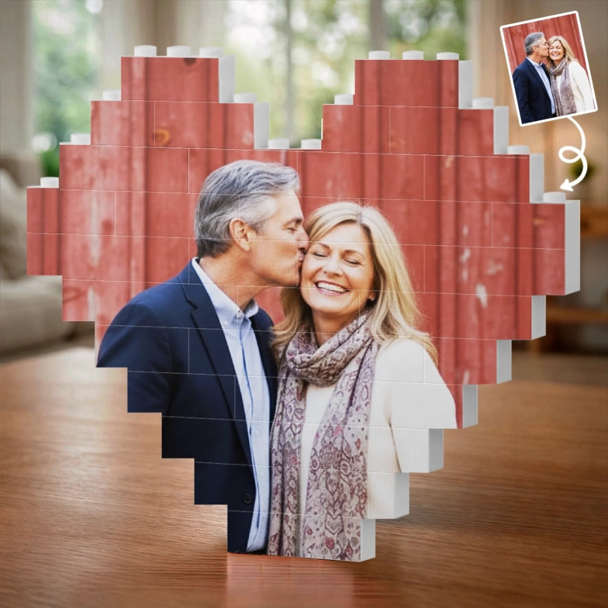 We Choose Each Other Custom Heart Shape Photo - Personalized Building Block Puzzle - Anniversary Gift, Valentine's Day Gift For Couple