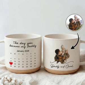 Father's Day Gifts, Custom Photo Watercolor Art Father's Day Gift For New Dad, Husband - Personalized Pottery Mug