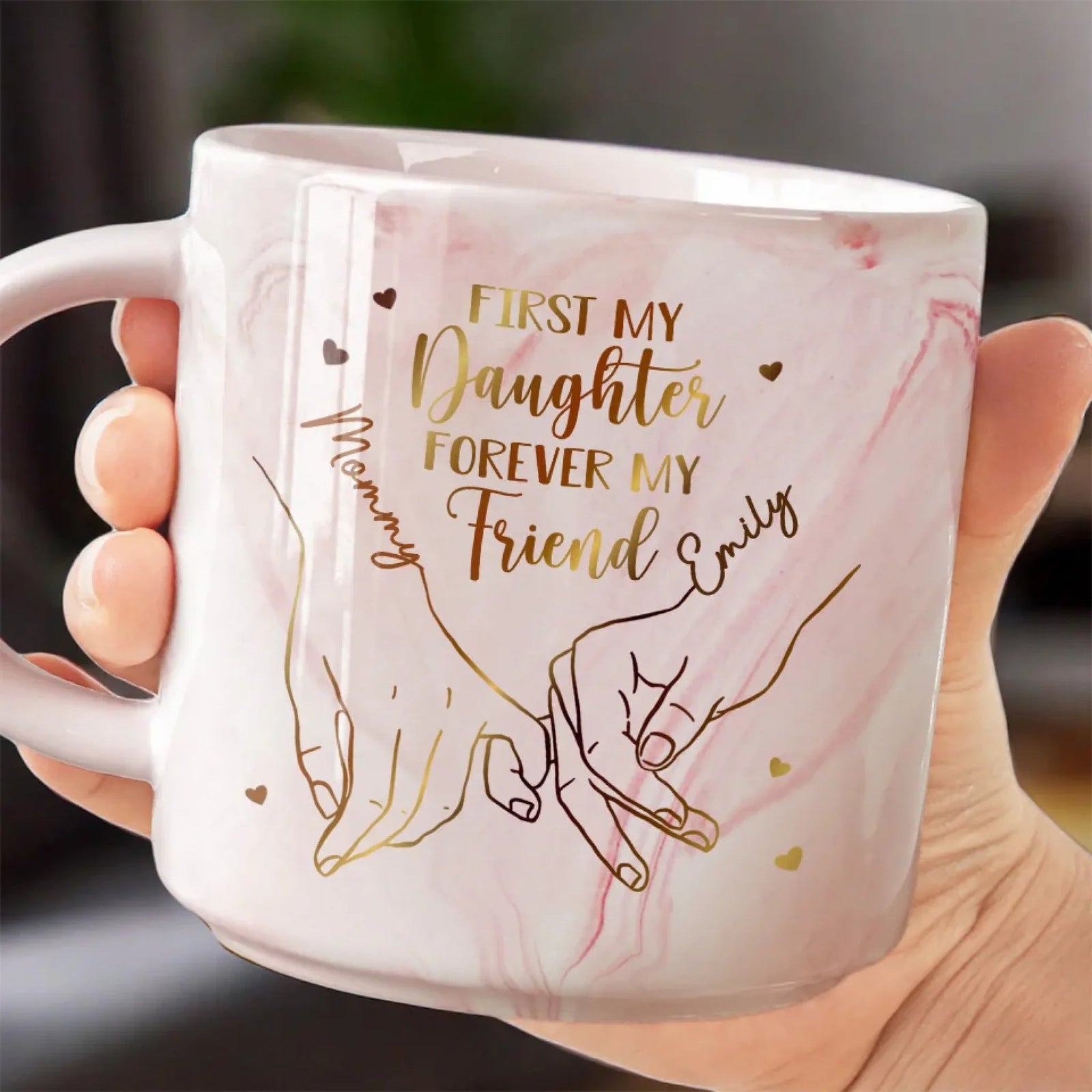First My Daughter Forever My Friend - Personalized Marble Mug - Gift For Daughter