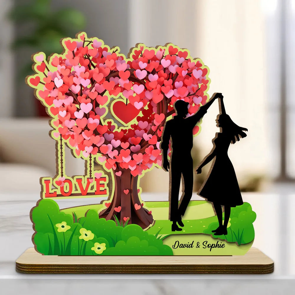 Love Tree Couple - Personalized Wooden Plaque - Valentine's Day Gift, Anniversary Gift For Couple