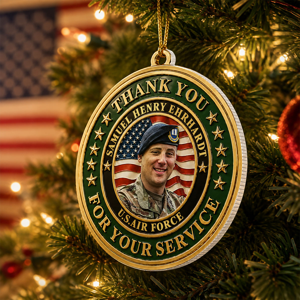 Family Pride America 250 with Picture  - Real 3D Raised Ornament