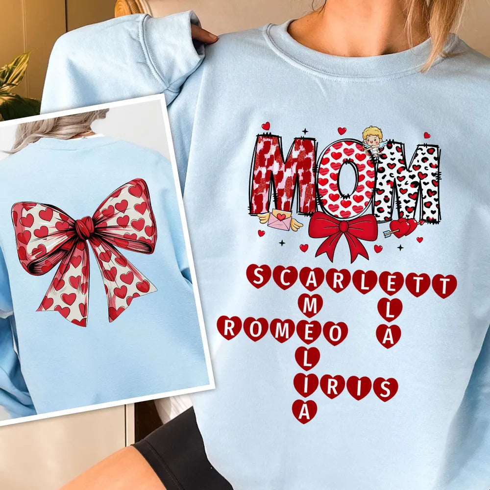 Mom Heart Crossword - Personalized Apparel - Gift For Mom, Mother'ds Day, Birthday Gift
