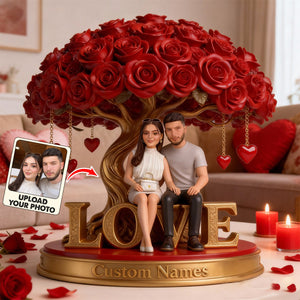 Love Rose Tree Custom Couple Photo - Personalized Shaped Acrylic Plaque - Anniversary Gift For Couple