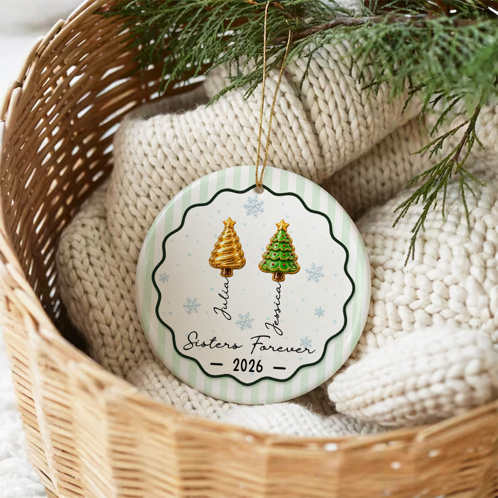 Christmas Tree Ornament Friends Forever Striped Patterns - Real 3D Raised Ornament