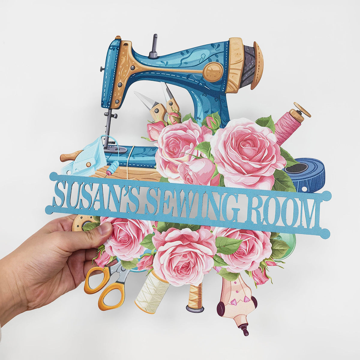 Custom Craft Room Sign, Quilting Sign, Sewing Machine With Rose Sign Personalized, Sewing Room Decor