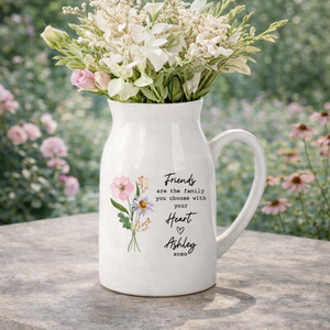 Best Friend Gift, Friends Are The Family You Choose With Your Heart Flower Vase, Birthday Gift For Friend, Friends Gift For Her, Thank You Gift