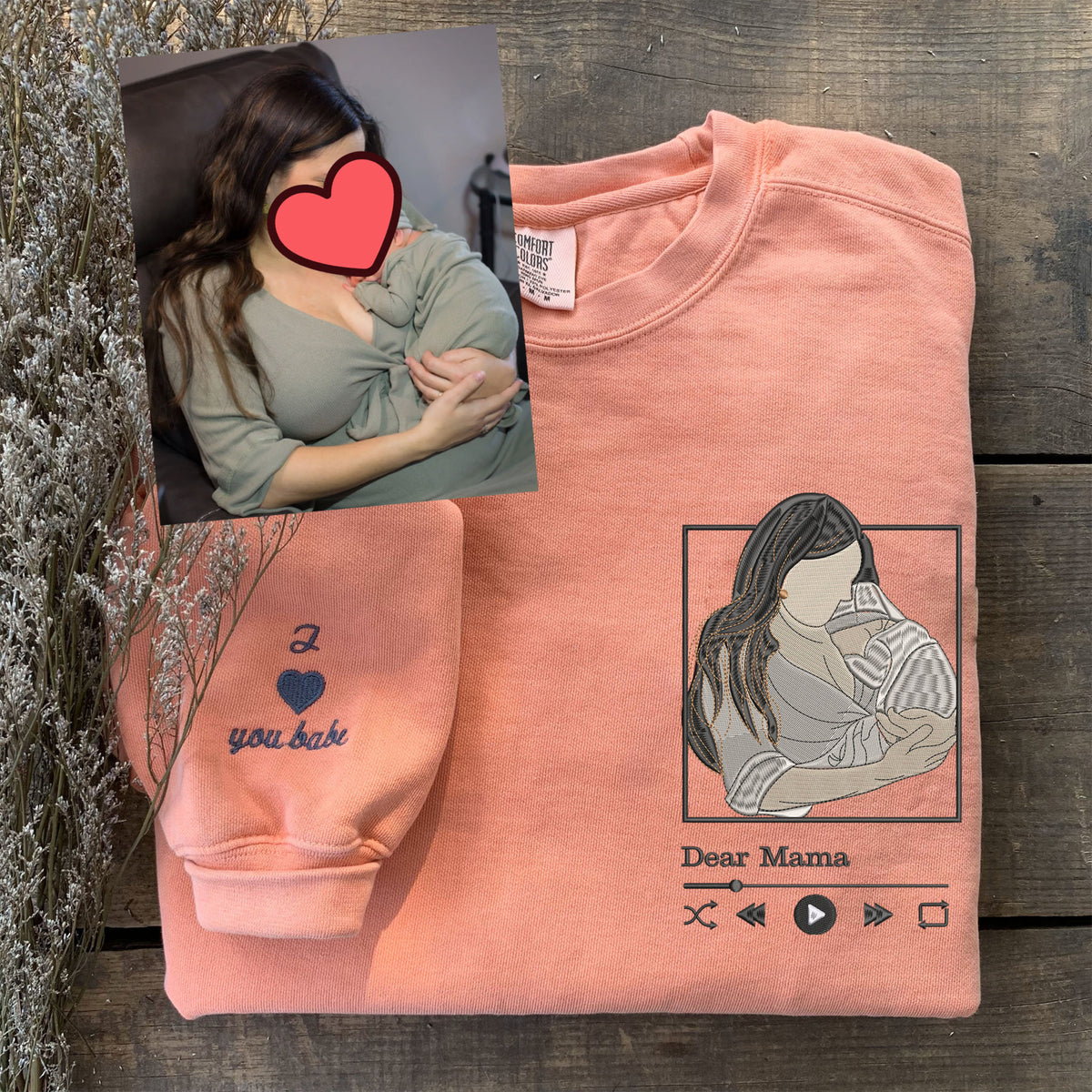 Personalized embroidered custom mom photo shirt