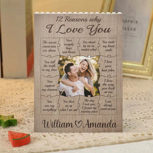 12 Reasons Why I Love You - Personalized Building Block Puzzle - Anniversary Gift, Valentine's Day Gift For Couple