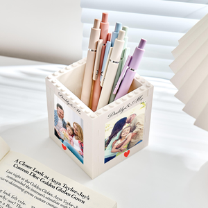 Personalised Daddy & Me Brick Photo Block Pencil Pot ,Custom Daddy and Me Brick Photo Pencil Pot, Fathers Day Gift,Gift for Dad,Photo Gift