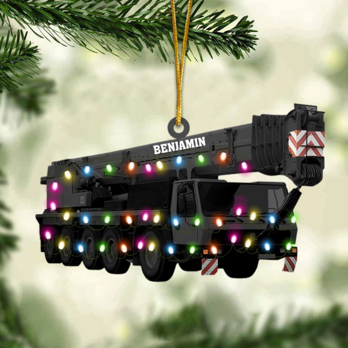 Crane Vehicles Personalized Acrylic Christmas Ornament, Gift For Heavy Equipment Operator