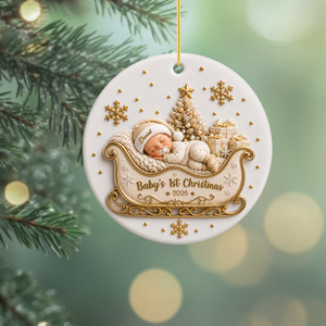 Baby's 1st Christmas - New Mom New Born Ornament - Real 3D Raised Ornament