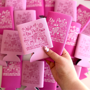 Wife of the Party Bachelorette Favors - Custom Can Coolers for Bridal Party - Bachelorette Decorations - Personalized Can Sleeve - Bach Gift