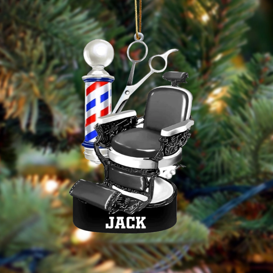Custom Barber Chair Ornament, Personalized Ornament, Christmas Gift For Barber