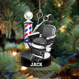 Custom Barber Chair Ornament, Personalized Ornament, Christmas Gift For Barber