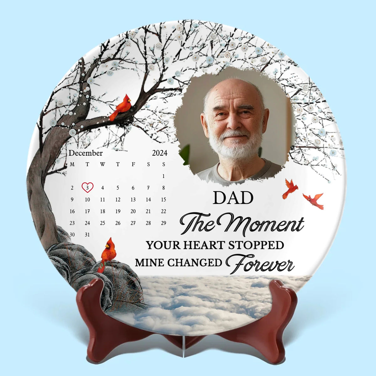 The Moment Your Heart Stopped - Personalized Ceramic Plate - Memorial Gift, Sympathy Gift For Family Members