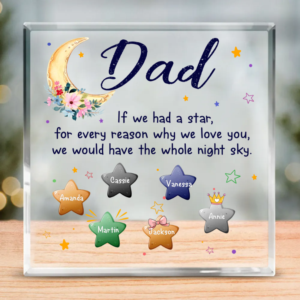 If We Had A Star Personalized Acrylic Block, Dad Grandpa Gifts, Custom Grandkids Name Acrylic Sign For Grandpa, Father's Day Gifts For Grandpa
