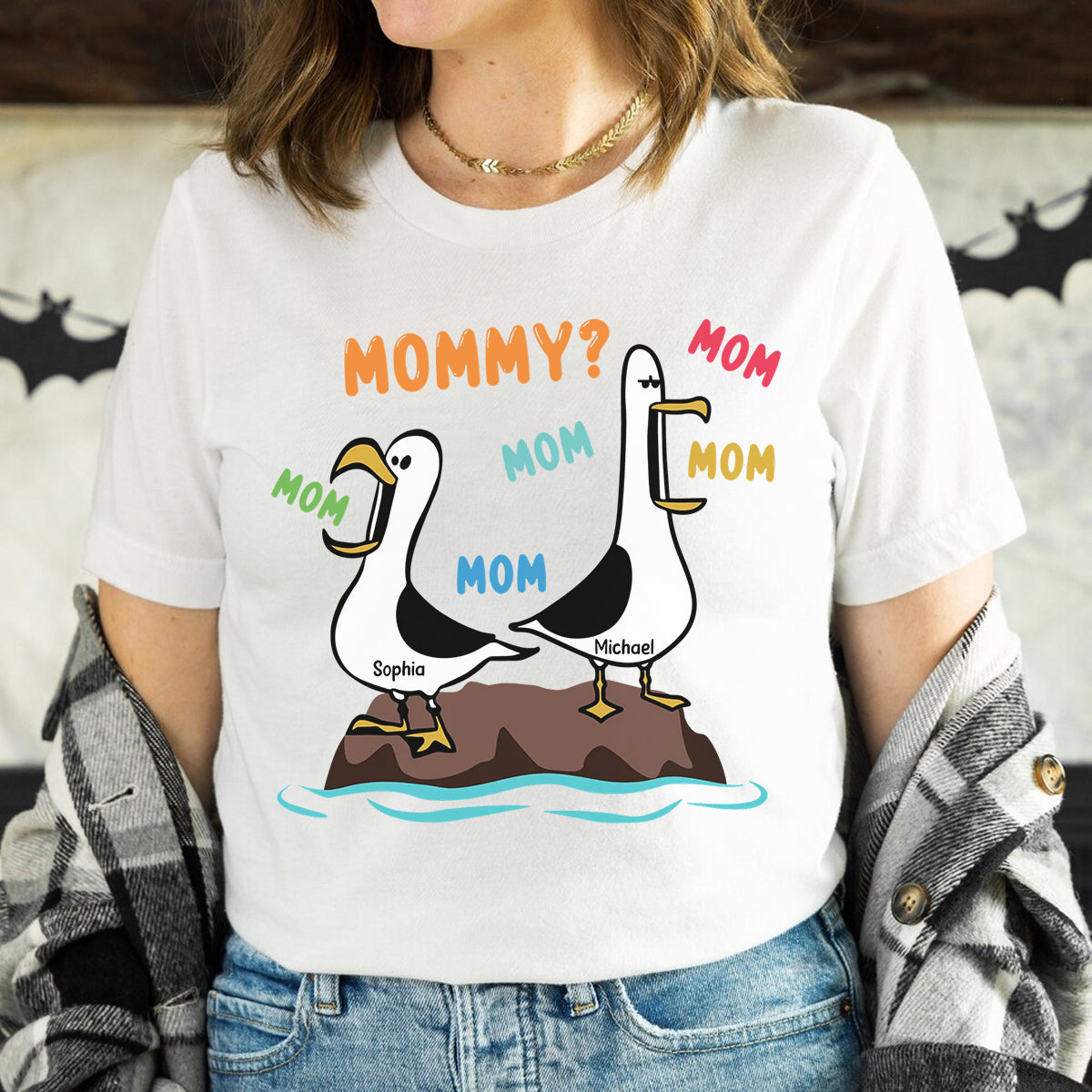 Seagull Mom Mom Mom Colorful - Personalized Shirt - Funny Mother's Day Gift For Mom