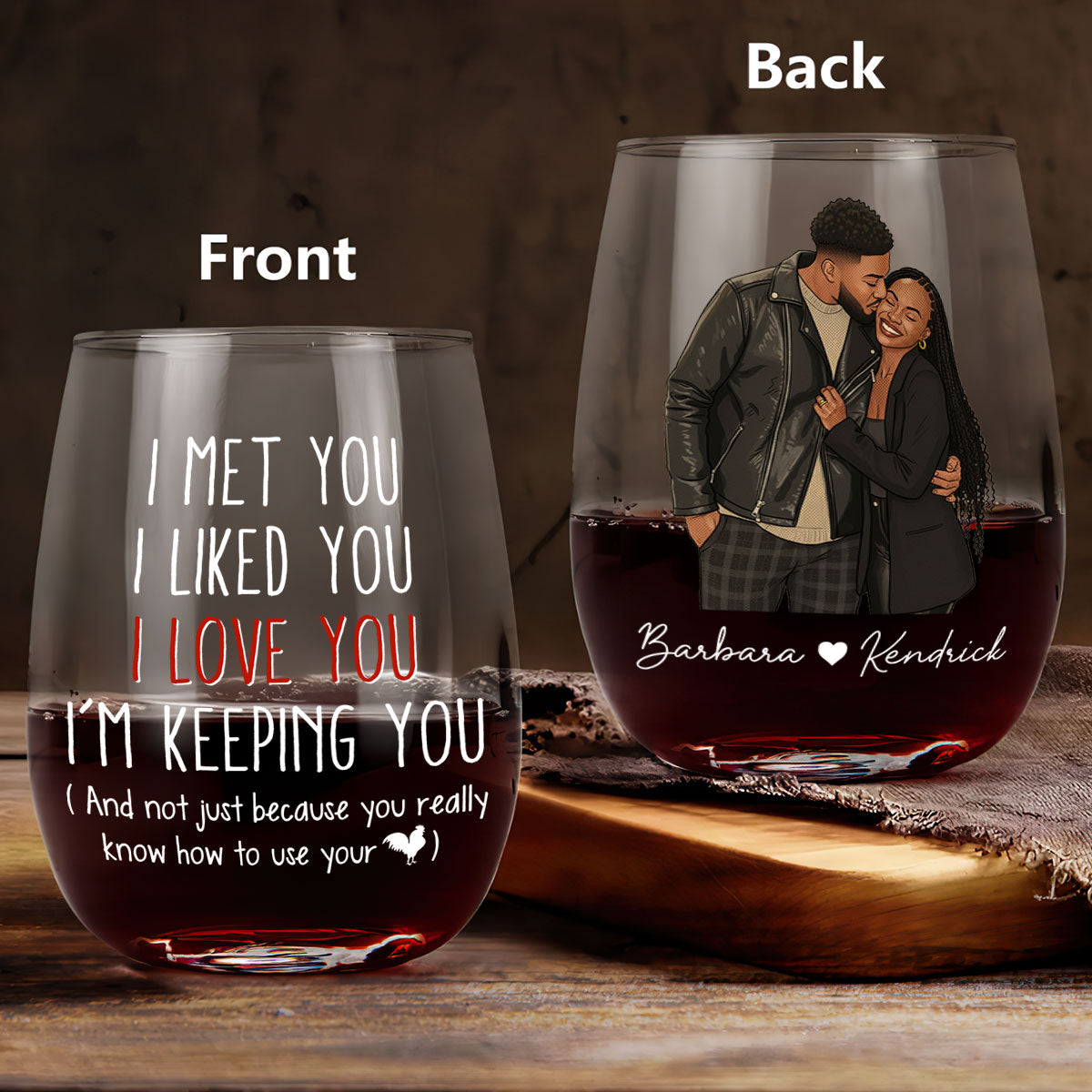 I'm Keeping You Forever Custom Couple Photo - Personalized Wine Glass - Anniversary Gift, Valentine's Day Gift For Couple