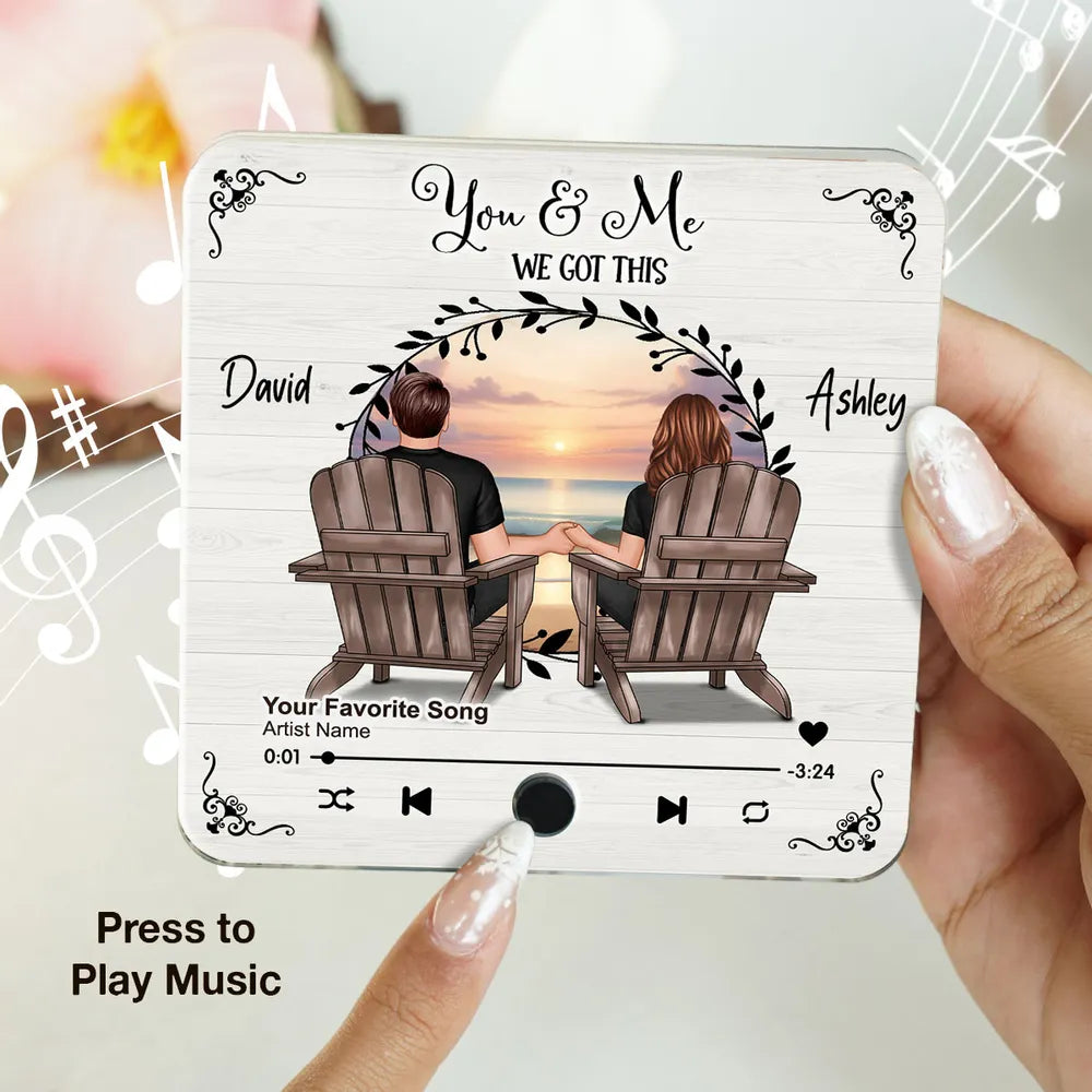 Couple Sitting Peaceful Window Landscape - Personalized Music Magnet - Valentine's Day Gift For Couple