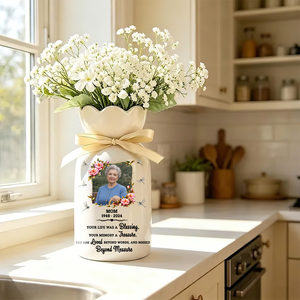 Blessing Memorial Personalized Ribbon Tie Flower Vase