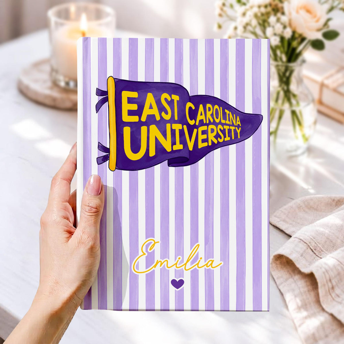 Personalized School Pennant Flag Journal: Custom College University Pride Spirit Notebook, Senior Striped Journal, Class of 2026 Gifts
