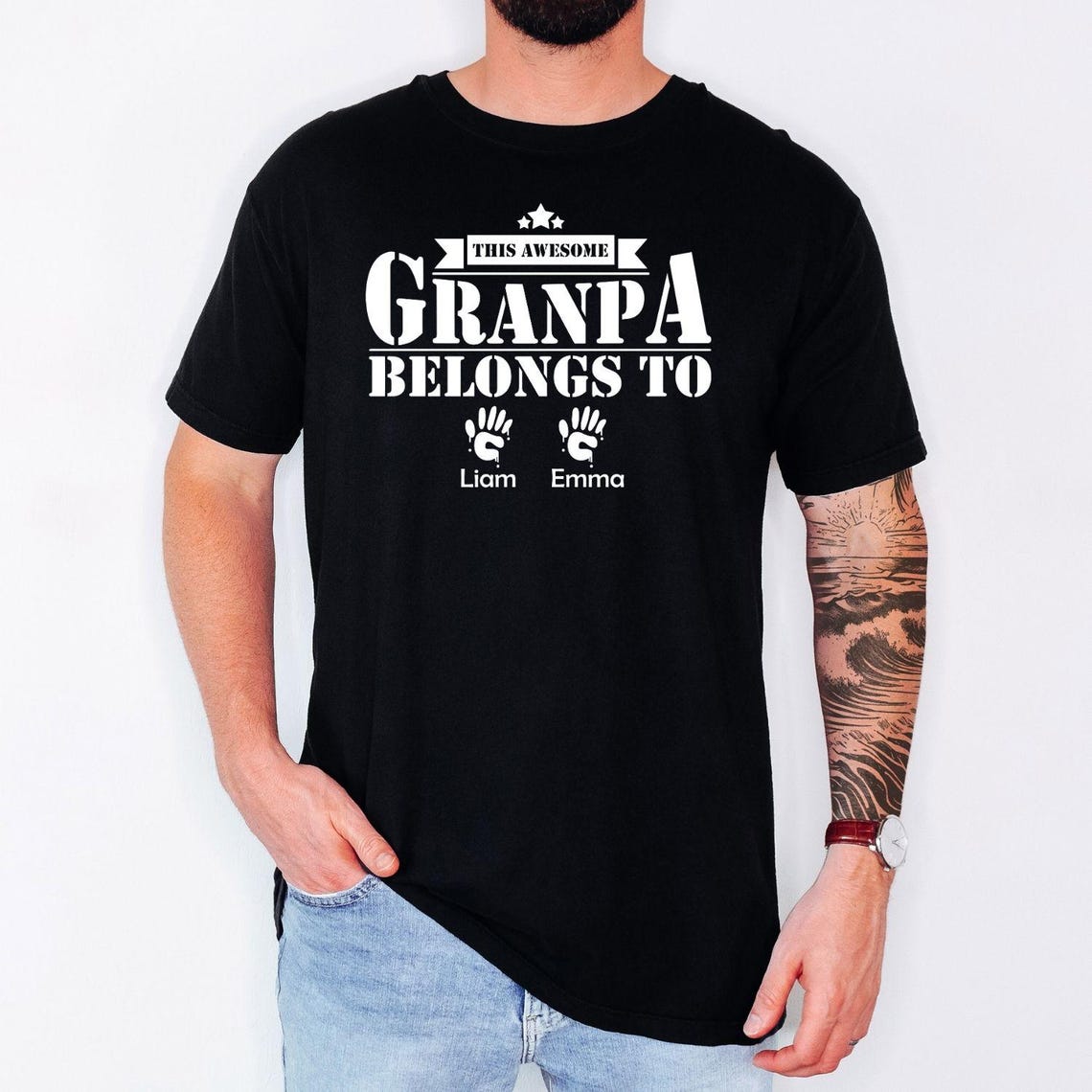 Comfort Colors Grandpa Shirt Personalized, This Awesome Grandpa Belongs To Custom Names Shirt, Gift For Grandpa Fathers Day Shirt,Grandkids