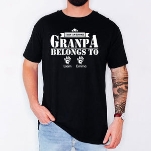 Comfort Colors Grandpa Shirt Personalized, This Awesome Grandpa Belongs To Custom Names Shirt, Gift For Grandpa Fathers Day Shirt,Grandkids