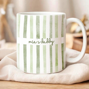 Dad Mug: Custom Striped Kids Names Coffee Cup, Father's Day Mug Gift for Daddy, First Time Dad Gifts
