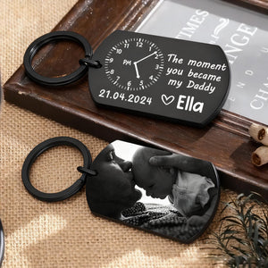 The Moment You Became My Daddy, Personalised Photo Keyring With New Born Baby Photo Gift, Gift for New Daddy,1st Father's Day Gift
