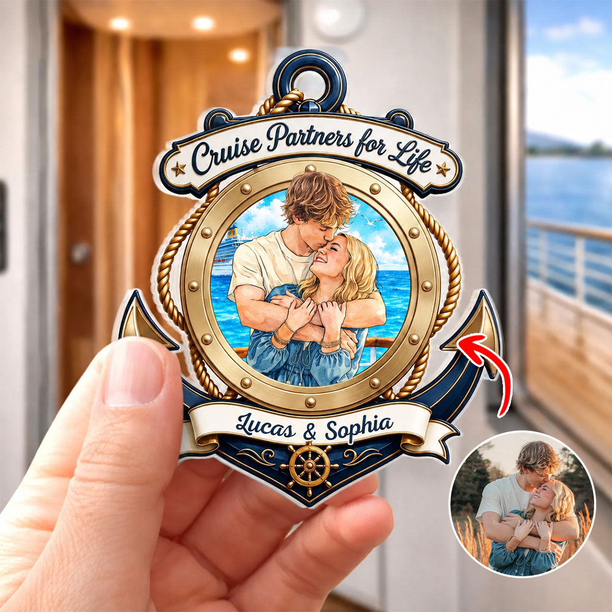 Cruise Partner for Life - Custom Photo Cruise Ship Fridge Magnet - Personalized Summer Vacation And Travel Gifts For Husband And Wife, Him And Her, Cruise Lovers