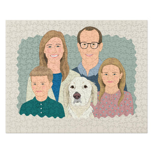 Family Portrait Puzzle, Custom Family Drawing Jigsaw Puzzle from your Photos, Gift For Family