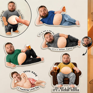 Funny Daddy Face Squishy Belly Fridge Magnet, Personalized Father's Day Gift For Husband, Custom Dad Photo Magnet, Gift From Son Daughter