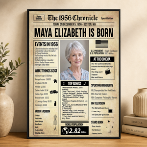 The 1956 Chronicle - 70th Birthday Poster for Parents Grandparents Family