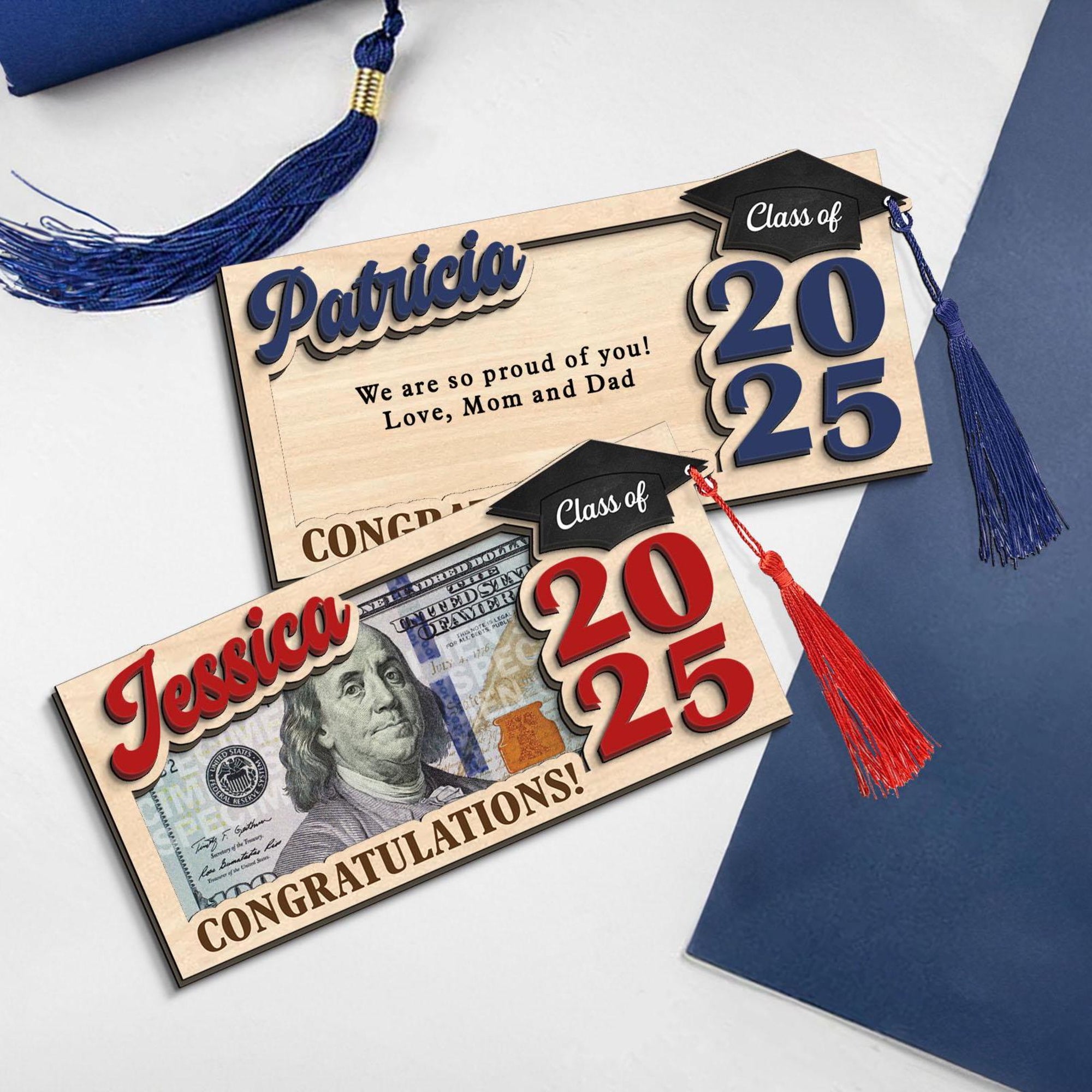 Graduation Gift For Her Him, Custom Money Gift Holder, Class Of 2025 Gift, Cash Gift Holder, Custom Name Money Holder, Grad Gift