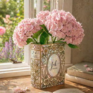 Personalized Engage Ceramic Book Vase, Custom Couple Initials Vase, Bookshelf Decor, Wedding Anniversary Gifts